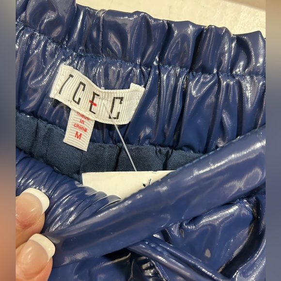 NWT! Navy Joggers Faux Leather! - Picture 2 of 5